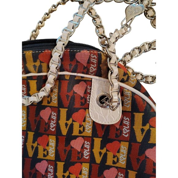 Piero Guidi Hangbag Purse Y2K, Love Heart, Chain Leather Double Handle Zip Close - Picture 4 of 8